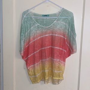 Karli gradient shirt- green, pink, yellow, & white